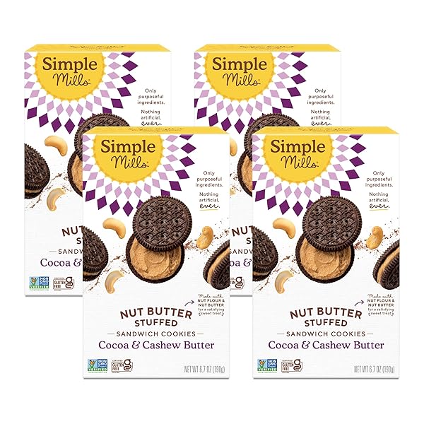 SIMPLE MILLS COCOA CASHEW CRÈME SANDWICH COOKIES –...