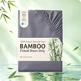 Bedsure PureWoven King Fitted Sheet Qnly, 100% Rayon Derived from Bamboo | Cooling Bottom Sheet for Hot Sleepers, Breathable &amp; Soft, Deep Pocket Up to 18", Secure Elastic Corner Straps, Grey