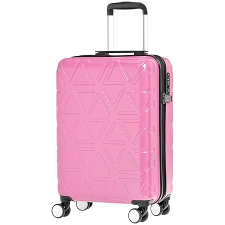 AmazonBasics - Hochwertiger Hartschalen-Trolley „Pyramid“, mit Schwenkrollen, 50,8 cm, Pink