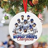 Dodgers World Series Christmas Decorations Baseball Championship Team List Ceramic Christmas Ornament Decorations World Series Victory Christmas Baseball Gifts Souvenirs for Baseball Fans (A)