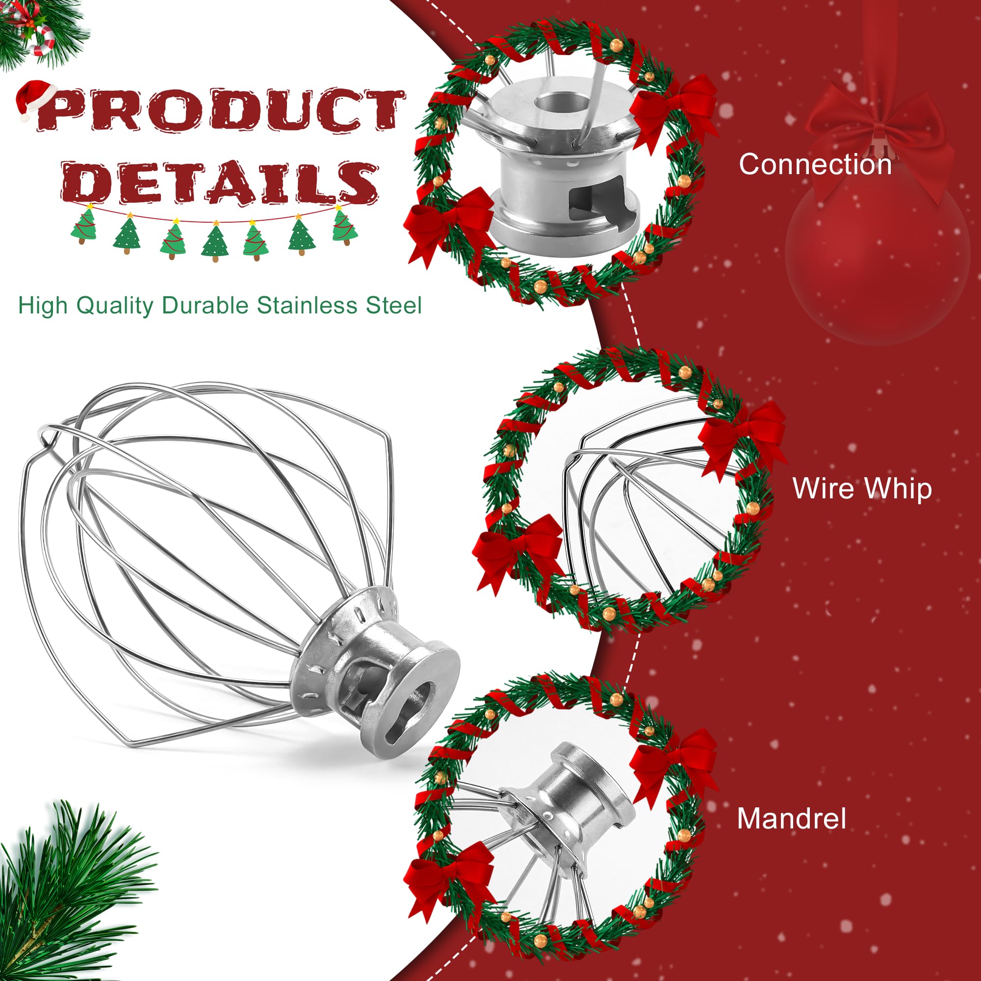K45WW Wire Whip Attachment/K45ww Wire Whip for Tilt-Head Stand Mixer 6-Wire Fits For 4.5-5QT Title-Head Stand Mixer K45 KSM90,Stainless Steel,Egg Cream Stirrer,Cakes Mayonnaise Whisk by Sikawai