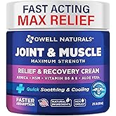OWELL NATURALS Joint & Muscle Deep Penetrating Therapy Soothing Comfort Cream, Maximum Strength Relief & Recovery for Lower Back, Neck, Knee, Hands, Feet, Shoulder, 2 Oz