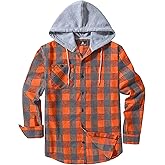 JACKETOWN Men's Flannel Long Sleeve Hoodie Shirts Casual Button Down Plaid Shirt Jackets Stylish with Pocket