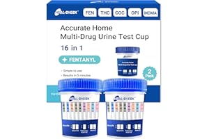 2 Pack 16 Panel Multi Drug Urine Test Kit, HEAL-CHECK Urine Drug Test Cup for Home or Workplace, Screens for Fen (Fentanyl), THC, AMP, BUP, BAR, BZO, COC, MET, MDMA, OPI, MTD, OXY, PCP, PPX, TCA, TML