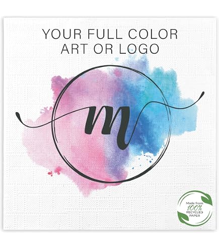 thumbnail image 2 of Custom Printed Napkins, Create Your Own Napkin With Your Business Logo, Photo, Image, Any Text Number, Wedding Crest, Your Restaurant, Anything You Would Like, Pack 15 50 100 200 Pcs Style 6 2 of 12