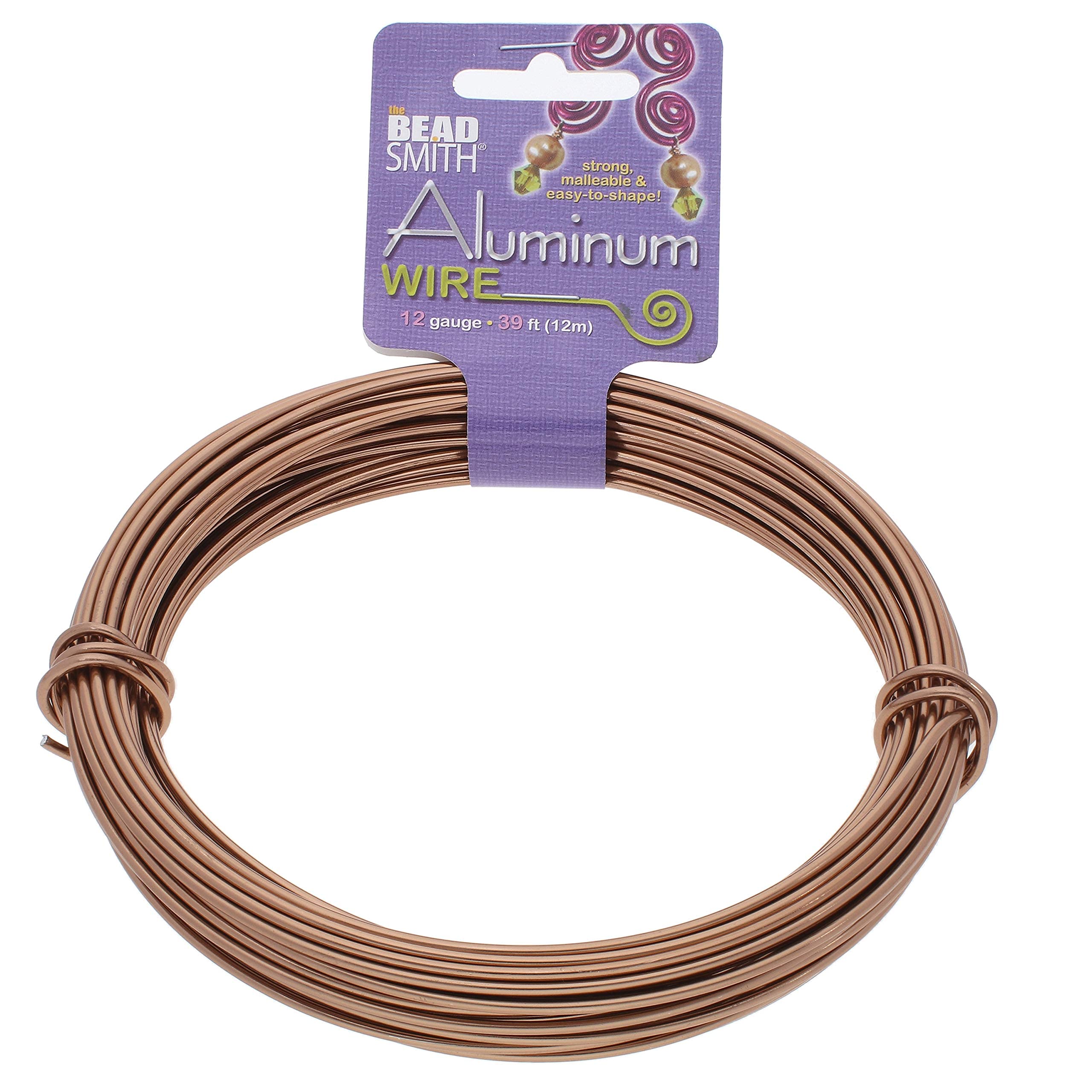 The Beadsmith 12-Gauge Aluminum Wire for Jewelry Making, 29 Foot Spool (Light Copper)