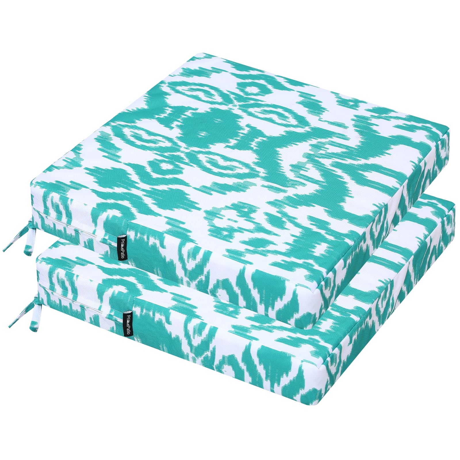 PRIMEPATIO Outdoor Garden Chair Cushions Set of 2, Thick 7cm, Patio Waterproof Chair Cushions for Outdoor Furniture with Ties, Patio Chair Seat Pads, 40 x 40cm, Blue