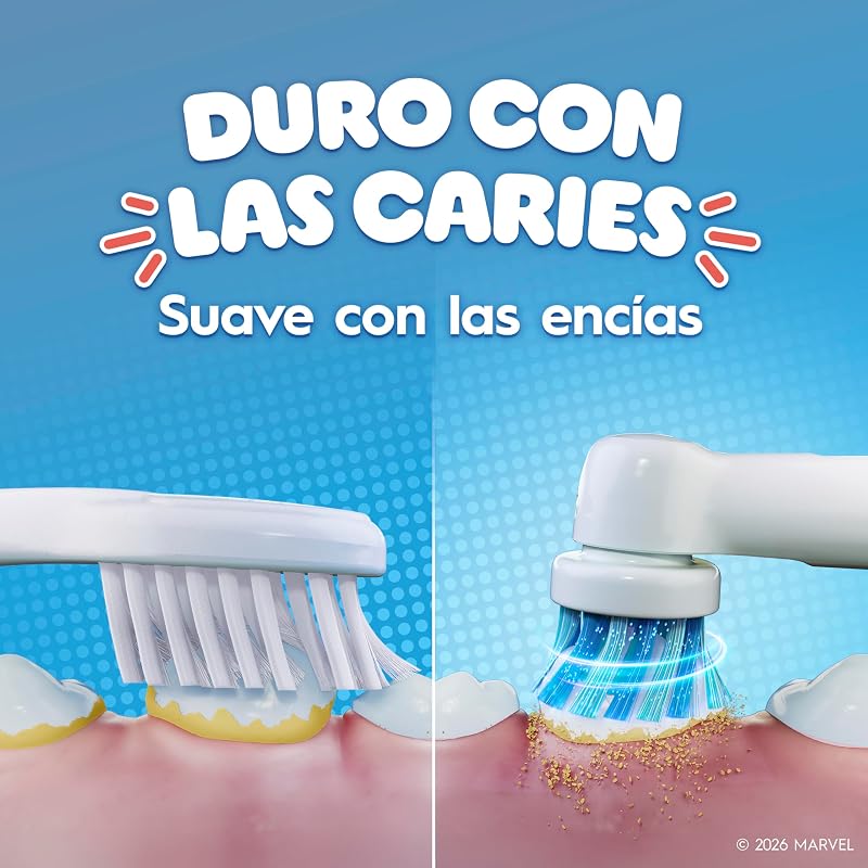 Escova de dentes elétrica oral-b pro kids, 1 cabo marvel spider-man, 1 cabeça, projetada pela braun, adequada para crianças acima de 3 anos