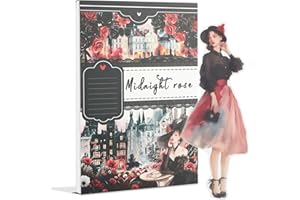 Snycler Lot de 20 feuilles d'autocollants sur le thème de la rose de minuit, fournitures de scrapbooking pour journal indésir