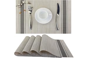 Bright Dream Placemats for Dinner Table Mats Washable Heat-resistand PVC Hard Placemats Set of 4（Gray）
