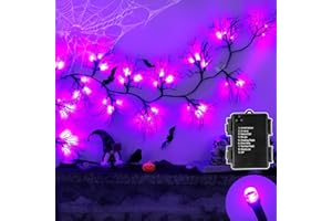 NAWITDA 6 FT Halloween Black Garland Willow Vine Twig Decor with Orange & Purple Light, 8 Modes & Timer Battery Operated Waterproof Halloween Decorations Indoor for Mantle Fireplace Home Party Decor