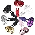 Kootinn [7 Pairs] Reusable Adhesive Nipple Cover, Shiny Sequin Silicone Heart-Shaped Breast Pads Pasties Bra with Tassel