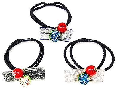 Buy Fancy Bow Diamond Studded Beads Hair Tie Hair Rubber Band For