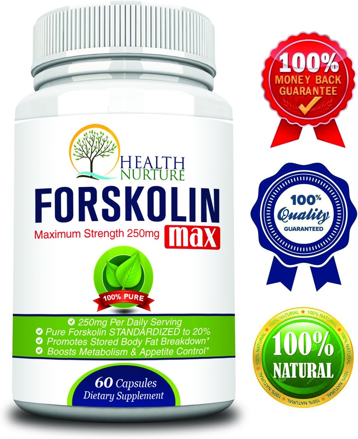 **THE BEST FORSKOLIN MAX STRENGTH** Pure Forskolin 250 mg standardized to 20% extract from Coleus Forskohlii Root Yielding 50 mg Active Forskolin. Lose Weight, boost metabolism and appetite control. ** 100% Moneyback Guarantee**