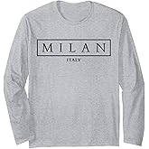 Milan Italy Women's Men's Stylish Chic Milano Italia Casual Long Sleeve T-Shirt