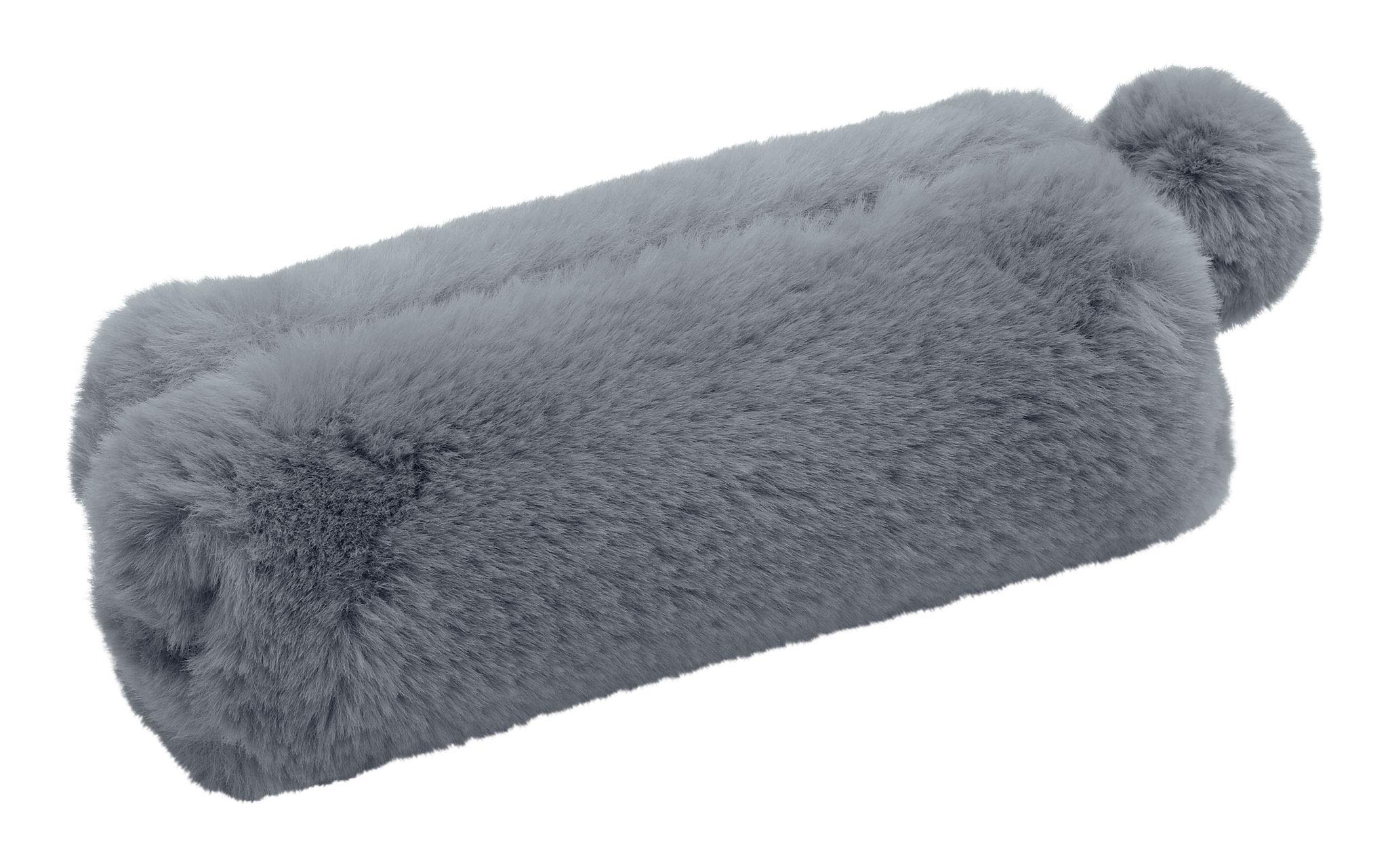 WEDO Fluffy 24274009 Pencil Case with Fur Ball Pendant Polyester Plush blue grey