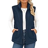 YUCOLEN Sherpa Fleece Vest for Women Sleeveless Lightweight Zip Up Outerwear Winter Warm Vest Jacket with Pockets