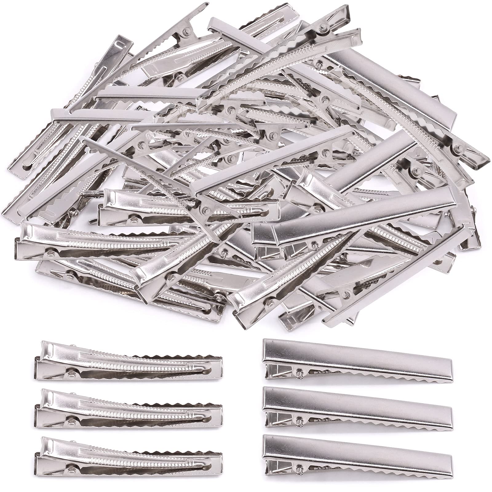 Mardatt 200Pcs 2.20 inch / 5.6 cm Alligator Hair Clips Bulk Silver Single Prong Hair Clips For Bows Making Hair Pins For Sectioning Hair Styling And Sectioning Hairdressing DIY Crafts