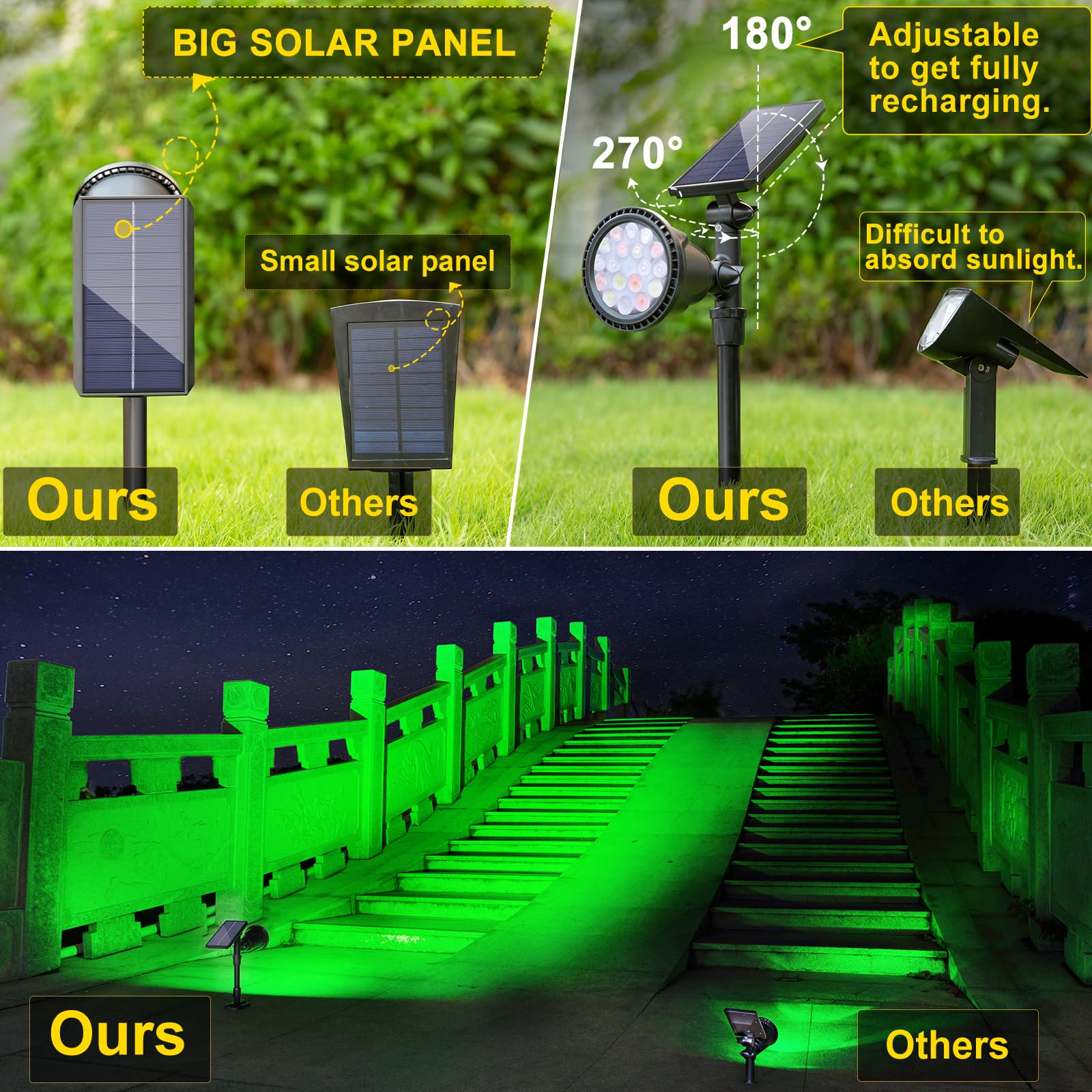 ROSHWEY Solar Outdoor Lights Waterproof, 9 Lighting Modes Halloween Christmas Solar Garden Light Colored Landscape Spotlights Spot Lights Outdoor Lighting for Backyard House Yard Pool Patio- 4 Pack