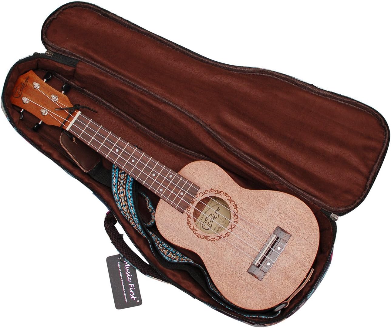 Amazon Music First ナイロン21インチソプラノsoprano 夏の葉 ウ クレレバッグウクレレカバーウクレレケース V2 0 ウクレレケース 楽器