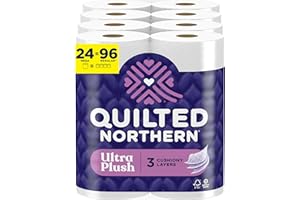 Quilted Northern Ultra Plush Toilet Paper, 24 Mega Rolls = 96 Regular Rolls, 3X Thicker*, 3 Ply Soft Toilet Tissue