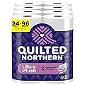 Quilted Northern Ultra Plush Toilet Paper, 24 Mega Rolls = 96 Regular Rolls, 3X Thicker*, 3 Ply Soft Toilet Tissue