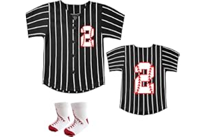 BAICAIYU Baby Baseball Jersey and Socks 2pcs Set Birthday Outfit Boys and Girls 2-4 Years Old Toddler Softball Shirt