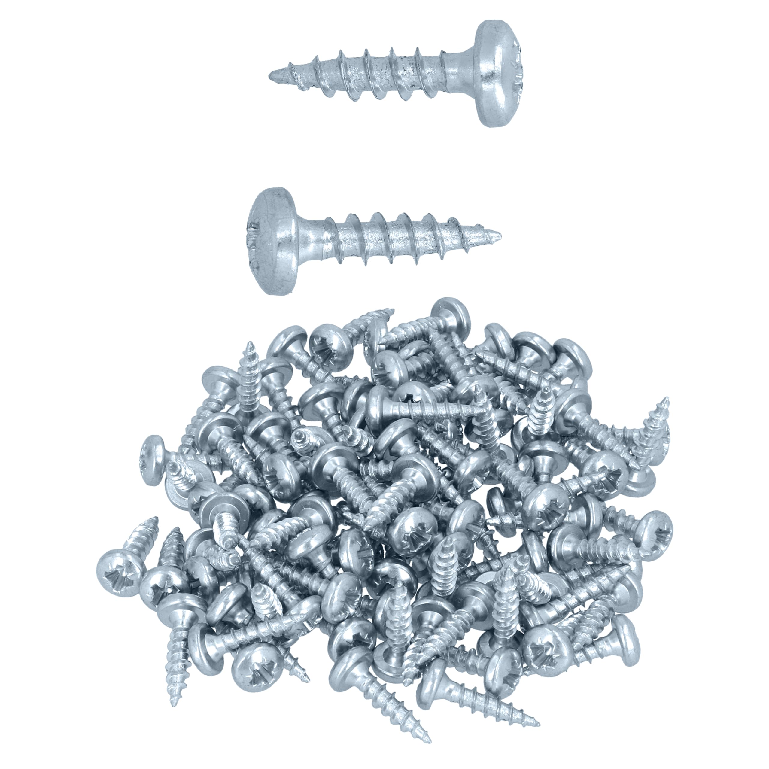 HELPMATE - Wood Connector Screws 4.0 x 16 Galvanised - Pack of 100 Universal Screws with PZ2 Drive and Full Thread - For Attaching Fittings to Wood