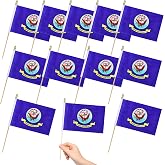 TMHTMH 12 Pack USA Navy Miniature Small Wooden Stick Flags Military Mini Handheld Flag Patio Lawn &amp; Garden Outdoor Decorations,8x5 Inch