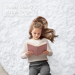 OLANLY White Round Rugs for Bedroom - Machine