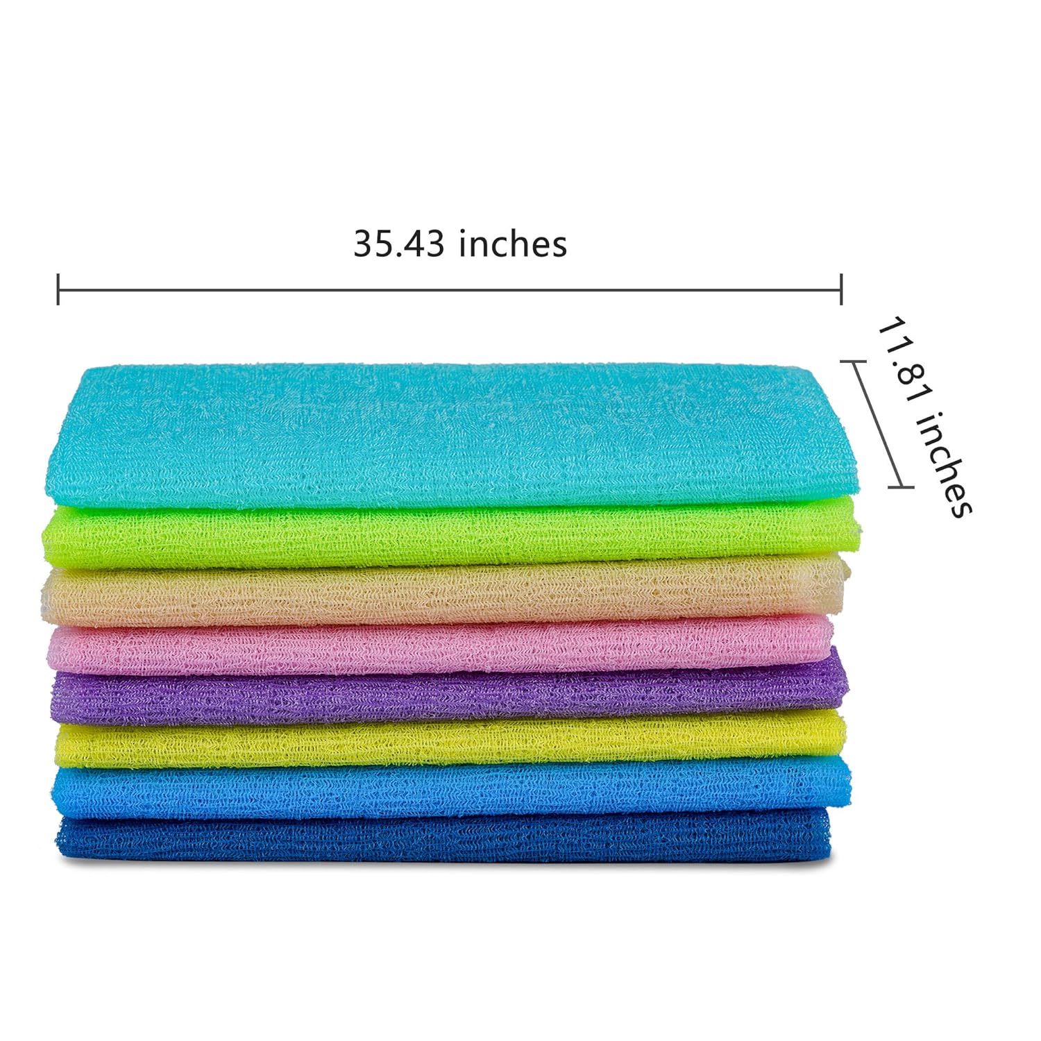 8 pcs Exfoliating Towel Beauty Skin Bath Wash Cloth/Towel Microabrasion Towel Nylon Japanese Bath Towel Magic Shower Washcloth for Body 35 inches Washcloth Loofah Exfoliating Body Scrub Back Scrubber: Beauty