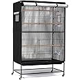 DUSTYPROTE Birdcage Cover, Universal Bird Cage Cover Good Night Blackout, Parrot Cage Cover Breathable, Washable Parrot Cage Cover, Black, 37 "W x 25 "D x 48 "H, Cover Only