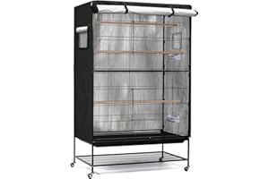 DUSTYPROTE Birdcage Cover, Universal Bird Cage Cover Good Night Blackout, Parrot Cage Cover Breathable, Black, 37 "W x 25 "D x 48 "H, Cover Only