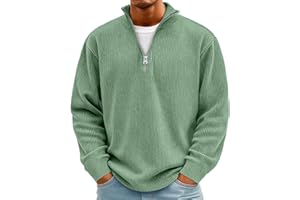 Basic Plus Size Long Sleeve Pullover Sweatshirt Male Winter Sports Solid Color Mid Zip Sweater Quarter Zip Corduroy Shirts