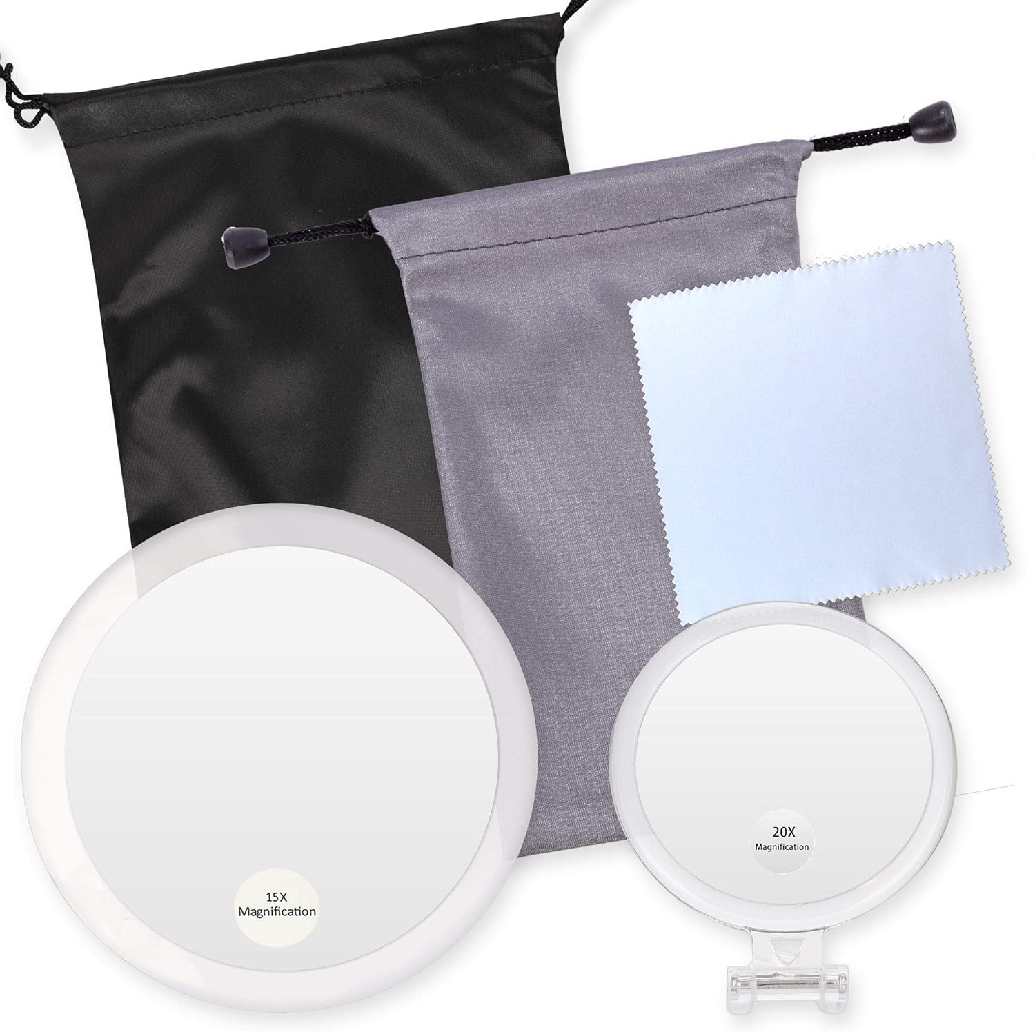 Beauty Planet 20X & 15X Magnifying Mirror Set Combo,6Inch 15X Magnified Mirror with 3 Suction Cups, 4 Inch 20X/1X Makeup Mirror with Handheld/Stand, Use for Makeup Application(Combo): Furniture & Decor