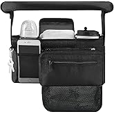 Momcozy NON-SLIP Universal Stroller Organizer | Insulated Cup Holder | Detachable Phone Bag & Shoulder Strap | Fits Uppababy,