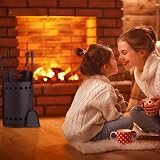 Relaxdays 5 Piece Fireplace Tool Set Black Poker Tongs Shovel Broom Bucket Stand view 3