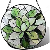 CRISGIF Stained Glass Window Hanging - Ireland Green Plants Suncatcher for Doors Garden Succulent Sun Catchers Decor Mother's St. Patrick's Day Birthday for Women Men Mom Nana 6.3 in