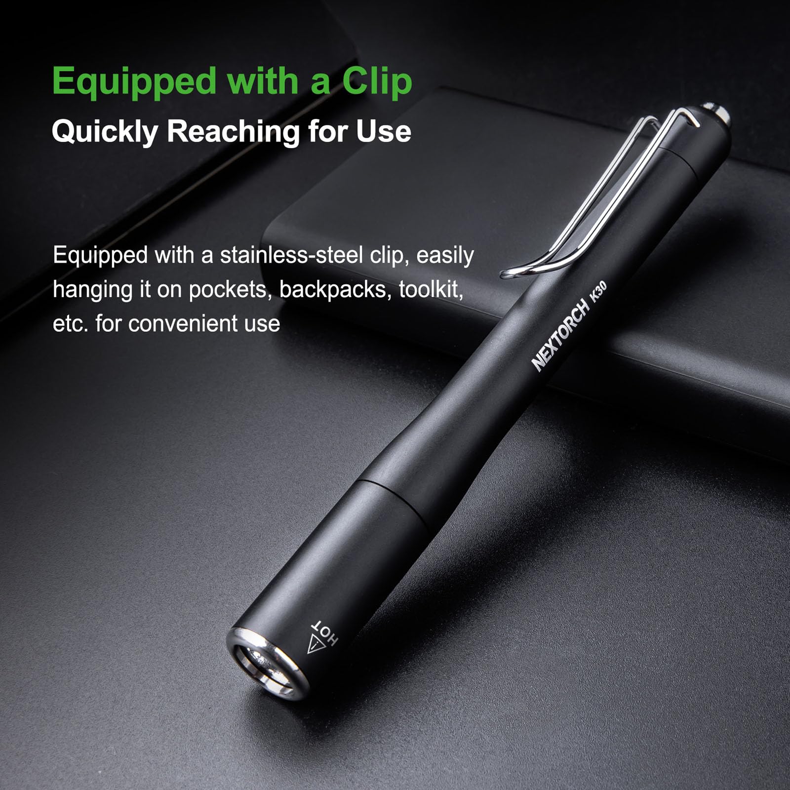 NEXTORCH K30 Pen Light, 850 Lumen Rechargeable Pocket Flashlight for Outdoor Use, Night Patrol, Vehicle Overhaul, ID Check, Power Outage Lighting, Camping Lighting, Professional Gift