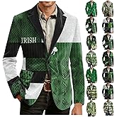 Mens St Patricks Day Jacket Casual Shamrock Print Button Down Blazer Suit Lightweight Irish Holiday Outfits