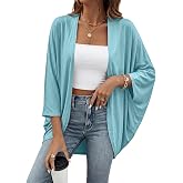 BB&amp;KK Women's Cotton Lightweight Kimono Cardigans 3/4 Batwing Sleeve Solid Colors
