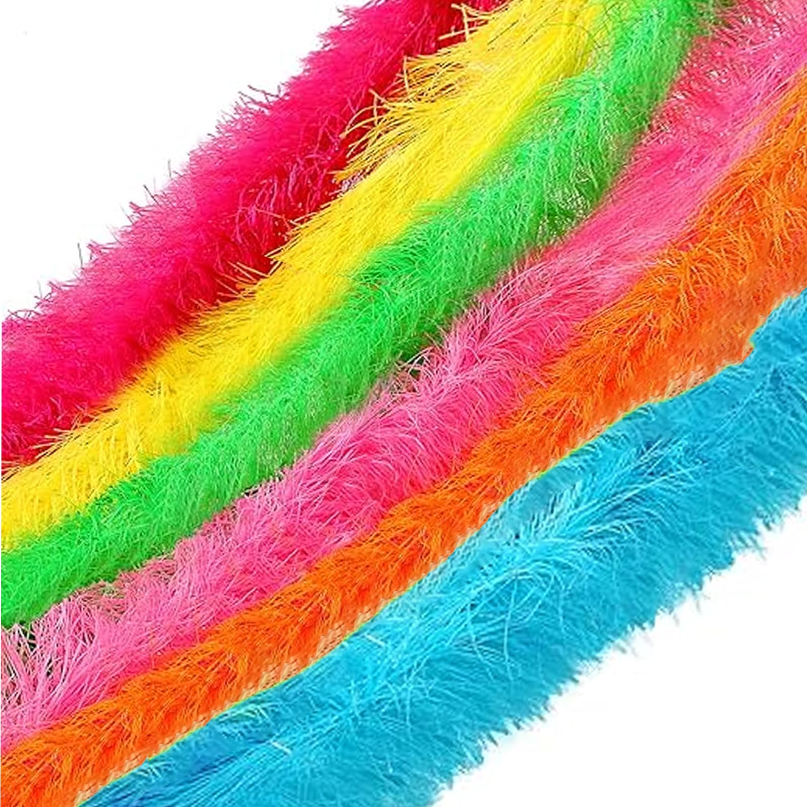 Feather Boa Multipack Of 6 Artificial Feather Boas For Parties, Carnivals, And Festive Events; 1.5 Metre Long, 10 cm Diameter, Random Colours; Perfect For Adults And Children