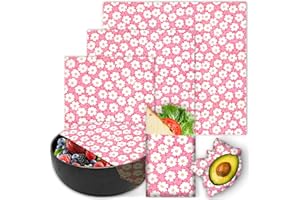 WDG Reusable Beeswax Wrap - 3 Pack, Beeswax Wraps for Food, Eco-Friendly Beeswax Food Wrap, Organic, Sustainable, Biodegradable, Zero Waste, Plastic-Free Food Storage(1L | 1M | 1S Cherry Blossom)
