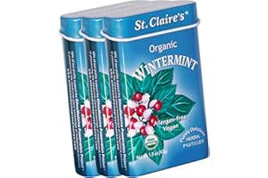 ST. CLAIRE'S ORGANICS St. Claire's Organic Breath Mints, (Wintermint, 1.5 Ounce Tin, Bundle of 3) | Gluten-Free, Vegan, GMO-Free, Plant-based, Allergen-Free | Made in our Allergen-Free facility