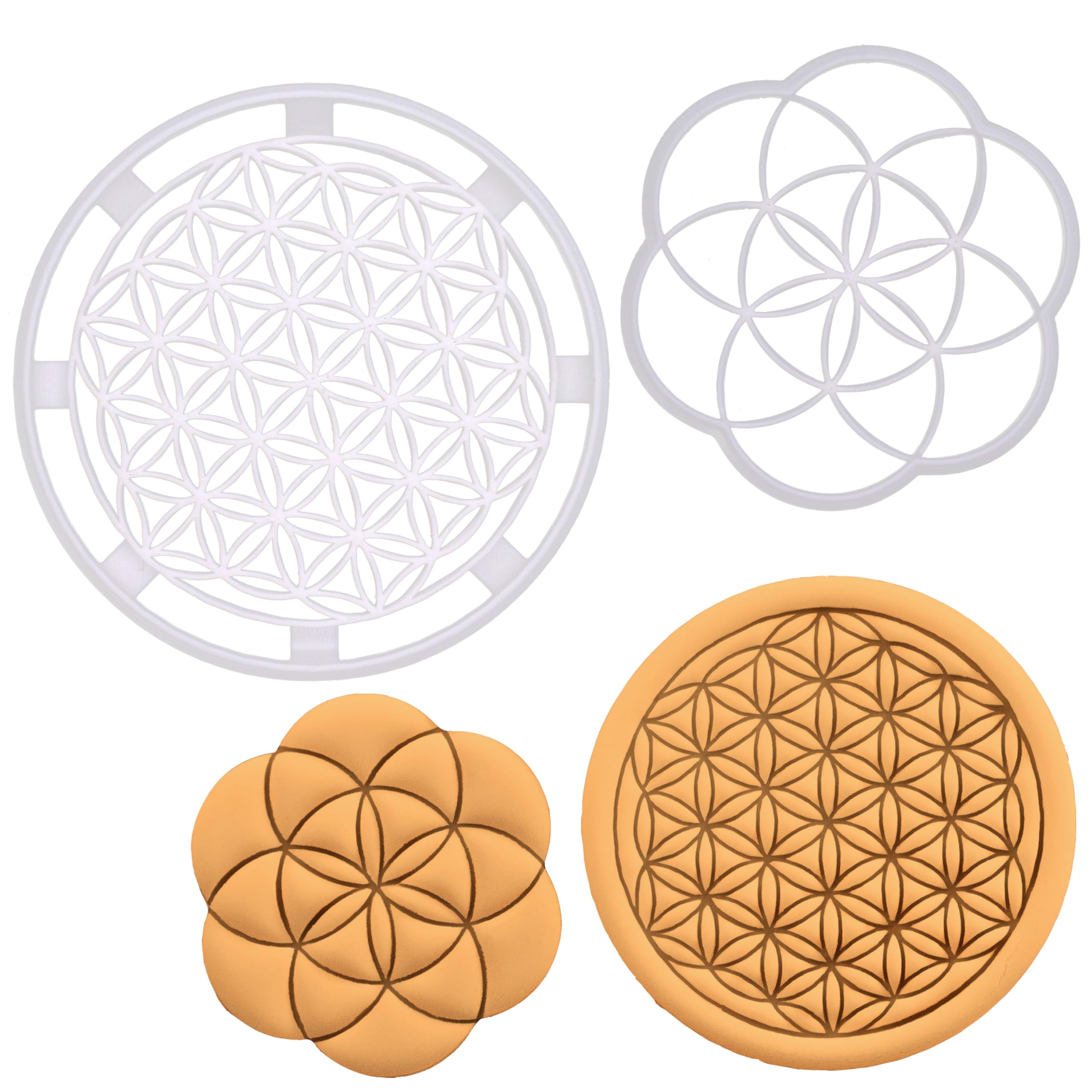 BAKERLOGY Set of 2 Sacred Geometry Cookie Cuttes (Designs: Flower of Life and Seed of Life)
