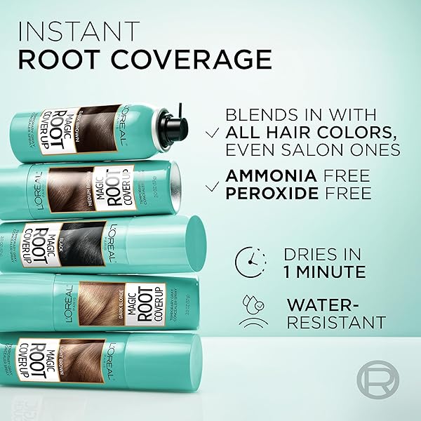 L’OREAL PARIS ROOT COVER UP TEMPORARY GRAY CONCEALER SPRAY, HAIR COLOR SPRAY WITH FILLING & THICKENING COVERAGE, DARK BROWN, PACKAGING MAY VARY
