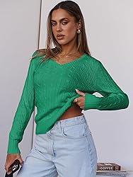 ANRABESS Womens Long Sleeve Cable Knit Sweater 2025