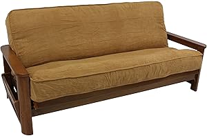 Blazing Needles Solid Microsuede Double Corded 8" to 9" Futon Cover, Full, Camel