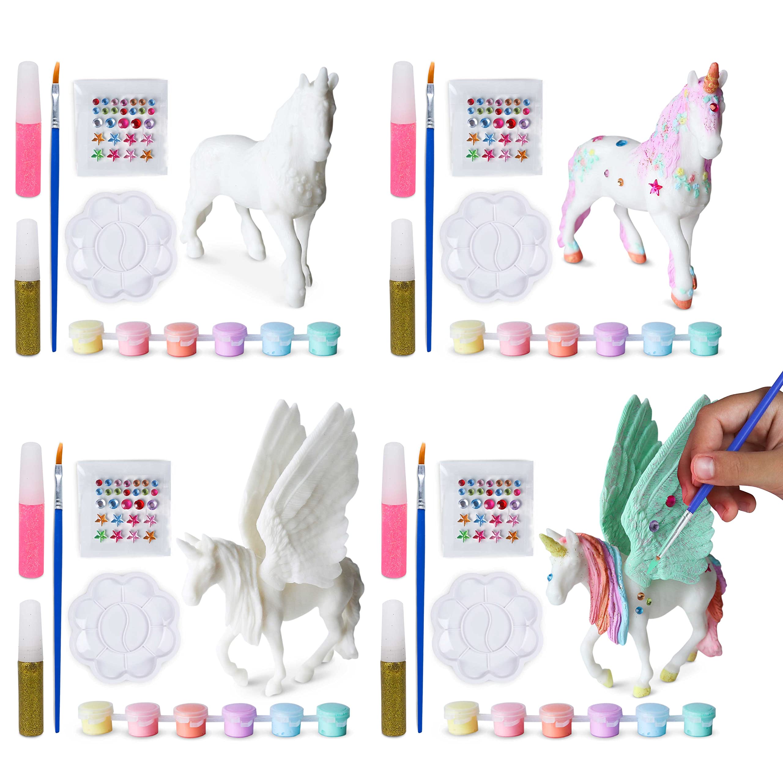 BONNYCO Unicorn Gifts for Girls Unicorn Party Bag Fillers for Kids, Painting Craft Kit Pack 4. Kids' Party Favours Girls Toys, End of Year Gifts Children. Pinata Filler, Return Birthday Prizes
