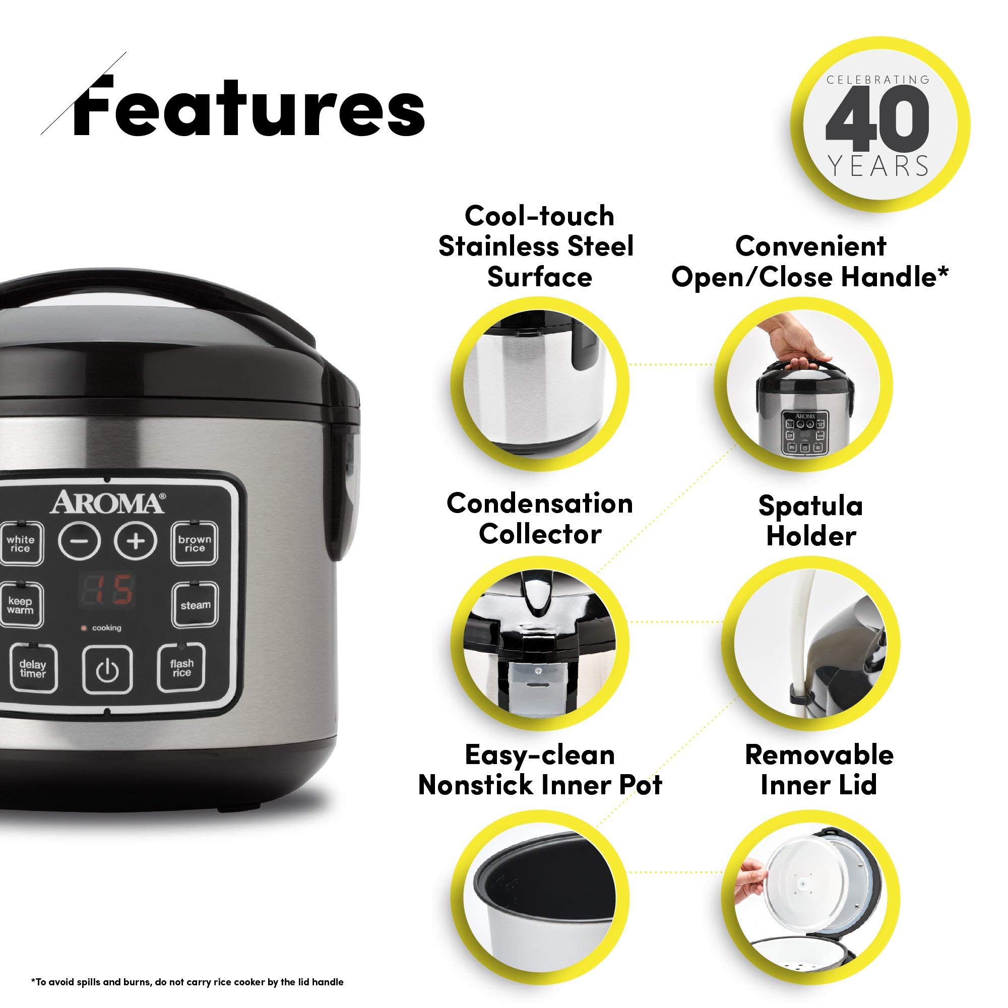 Aroma Housewares ARC-914SBD 2-8-Cups (Cooked) Digital Cool-Touch Rice